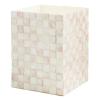 MACKENZIE-CHILDS Capiz Waste Bin, Decorative Bathroom and Bedroom Trash Can, Pink-and-White Rosy Check(Rosy Check)