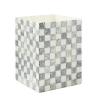 MACKENZIE-CHILDS Capiz Waste Bin, Decorative Bathroom and Bedroom Trash Can, Pink-and-White Rosy Check(Sterling Check)