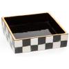 MACKENZIE-CHILDS Ceramic Cocktail Napkin Holder, Kitchen Napkin Holder for Table and Countertop, Blue-and-White Royal Check(Courtly Check Cocktail)