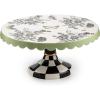 MACKENZIE-CHILDS Ceramic Pedestal Platter, Decorative Tray Stand, Small, Butterfly Toile