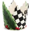 MACKENZIE-CHILDS Ceramic Pillar Candle Holder, Christmas Candle Dish, Short, Holly Leaf
