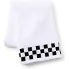 MACKENZIE-CHILDS Cotton Bath Towel, Cute Decorative Bathroom Towel, Brown-and-White Mocha Check Border(Black Check Border)