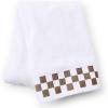 MACKENZIE-CHILDS Cotton Bath Towel, Cute Decorative Bathroom Towel, Brown-and-White Mocha Check Border(Mocha Check Border)