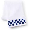 MACKENZIE-CHILDS Cotton Bath Towel, Cute Decorative Bathroom Towel, Brown-and-White Mocha Check Border(Navy Check)