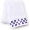 MACKENZIE-CHILDS Cotton Bath Towel, Cute Decorative Bathroom Towel, Brown-and-White Mocha Check Border(Plum Check Border)