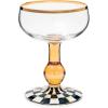 MACKENZIE-CHILDS Coupe Glass, Decorative Stemmed Cocktail Glass, 11 Ounces, Blue-and-White Royal Check(Courtly Check)