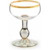 MACKENZIE-CHILDS Coupe Glass, Decorative Stemmed Cocktail Glass, 11 Ounces, Blue-and-White Royal Check(Sterling Check)