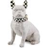MACKENZIE-CHILDS Dog Figurine, Decorative Resin Dog Statue with Removable Collar, Black-and-White Courtly Check French Bulldog