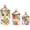 MACKENZIE-CHILDS Enamel Canister Set, Small (38 oz.), Medium (48 oz.), and Large (64 oz.) Kitchen Containers, White Flower Market