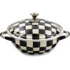MACKENZIE-CHILDS Enamel Casserbole, Oven Baking Dish with Lid, Medium, Black-and-White Courtly Check