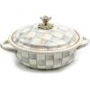 MACKENZIE-CHILDS Enamel Casserbole, Oven Baking Dish with Lid, Medium, Gray-and-White Sterling Check