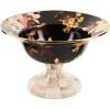 MACKENZIE-CHILDS Enamel Compote, Cute Enamel Pedestal Serving Dish or Decorative Bowl, Large, Blue-and-White Royal Check(Brown Wild Rose)