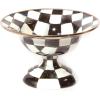 MACKENZIE-CHILDS Enamel Compote, Cute Enamel Pedestal Serving Dish or Decorative Bowl, Large, Blue-and-White Royal Check(Courtly Check)