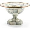 MACKENZIE-CHILDS Enamel Compote, Cute Enamel Pedestal Serving Dish or Decorative Bowl, Large, Blue-and-White Royal Check(Sterling Check)