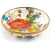 MACKENZIE-CHILDS Enamel Dipping Bowl, Small Serving Bowl for Entertaining, Blue-and-White Royal Check(Flower Market White)