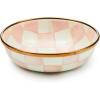 MACKENZIE-CHILDS Enamel Dipping Bowl, Small Serving Bowl for Entertaining, Blue-and-White Royal Check(Rosy Check)
