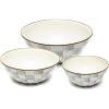 MACKENZIE-CHILDS Enamel Mixing Bowl Set, Small 5-Cup, Medium 10-Cup, and Large 16-Cup Serving Bowls for Entertaining, Set of 3, Blue-and-White Royal Check(Sterling Check)