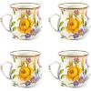 MACKENZIE-CHILDS Enamel Mug, Cute Enamelware Tea or Coffee Mug, Wild Rose Brown(White Flower Market)