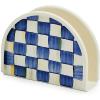 MACKENZIE-CHILDS Enamel Napkin Holder, Kitchen Napkin Holder for Table and Countertop, Blue-and-White Royal Check