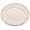 MACKENZIE-CHILDS Enamel Oval Platter, Serving Plate for Entertaining, Medium, Black-and-White Courtly Check(Rosy Check)