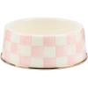 MACKENZIE-CHILDS Enamel Pet Bowl, Cute Cat and Dog Bowl for Food and Water, Large, Pink-and-White Rosy Check