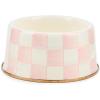 MACKENZIE-CHILDS Enamel Pet Bowl, Cute Cat and Dog Bowl for Food and Water, Medium, Pink-and-White Rosy Check