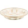 MACKENZIE-CHILDS Enamel Pie Plate, Ovenproof Pie Pan for Cooking and Serving, Pink-and-White Rosy Check(Mocha Check)