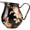 MACKENZIE-CHILDS Enamel Pitcher with Spout, Cute Water Pitcher, 3 Quarts, Wild Rose White(Brown Wild Rose)