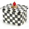 MACKENZIE-CHILDS Enamel Recipe Box, Cute Recipe-Card Box with Lid, Index-Card Holder for Kitchen, Black-and-White Courtly Check