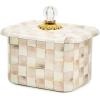 MACKENZIE-CHILDS Enamel Recipe Box, Cute Recipe-Card Box with Lid, Index-Card Holder for Kitchen, Blue-and-White Royal Check(Mocha Check)