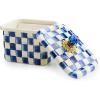 MACKENZIE-CHILDS Enamel Recipe Box, Cute Recipe-Card Box with Lid, Index-Card Holder for Kitchen, Blue-and-White Royal Check(Royal Check)