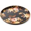 MACKENZIE-CHILDS Enamel Round Tray, Unique Serving Platter for Food and Drinks, Blue-and-White Royal Check(Brown Wild Rose)
