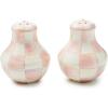 MACKENZIE-CHILDS Enamel Salt and Pepper Shakers, Kitchen Table Spice Shaker Set, Blue-and-White Royal Check, Small(Rosy Check)