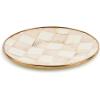 MACKENZIE-CHILDS Enamel Saucer, Small Enamel Plate for Teacups, Pink-and-White Rosy Check(Mocha Check)