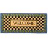 MACKENZIE-CHILDS Entrance Mat, Decorative Outdoor Front Door Mat, Coir Door Mat, Welcome Periwinkle