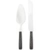 MACKENZIE-CHILDS Everyday Cake-Serving Set, Dishwasher-Safe Cake Spatula and Knife, Leather(Black)