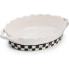 MACKENZIE-CHILDS Everyday Oval Casserole Baker, Cute Oven Baker, Small, Gray-and-White Sterling Check(Courtly Check)
