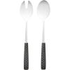 MACKENZIE-CHILDS Everyday Salad Serving Set, Stainless-Steel Salad Servers, Leather(Black)