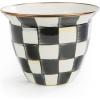 MACKENZIE-CHILDS Flowerpot, Decorative Garden Pot for Growing Plants, Black-and-White Courtly Check