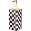 MACKENZIE-CHILDS Glass Soap Pump, Liquid Soap Dispenser, Black-and-White Courtly Check(Courtly Check)