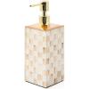 MACKENZIE-CHILDS Glass Soap Pump, Liquid Soap Dispenser, Black-and-White Courtly Check(Mocha Check)