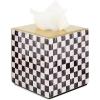 MACKENZIE-CHILDS Glass Tissue-Box Cover, Boutique Bathroom Decor, Black-and-White Courtly Check(Courtly Check Glass Boutique Tissue Box Cover)