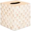 MACKENZIE-CHILDS Glass Tissue-Box Cover, Boutique Bathroom Decor, Black-and-White Courtly Check(Mocha Check Glass Boutique Tissue Box Cover)
