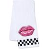 MACKENZIE-CHILDS Hand Towel, Cute Decorative Hand Towel for Bathroom and Kitchen, Blue-and-White Royal Check(Pucker Up Check)