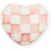 MACKENZIE-CHILDS Heart Knob, Decorative Drawer Pull Knob, Blue-and-White Royal Check(Rosy Check)