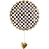 MACKENZIE-CHILDS Heart Pendant Wall Clock, Rustic Home Decor, Black-and-White Courtly Check