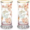 MACKENZIE-CHILDS Highball Glasses, Tall Drinking Glasses with Gold Rims, 15 Ounces, Set of 2, Go Fish(Butterfly Hill)