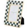 MACKENZIE-CHILDS Lacquer 4×6 Frame, Cute Rectangle Family Picture Frame, Gray-and-White Sterling Check(Courtly Check)