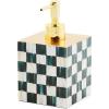 MACKENZIE-CHILDS Lacquer Soap Pump Dispenser, Decorative Liquid-Soap Dispenser for Bathroom or Kitchen, Gray-and-White Sterling Check(Coutrly Check)
