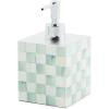 MACKENZIE-CHILDS Lacquer Soap Pump Dispenser, Decorative Liquid-Soap Dispenser for Bathroom or Kitchen, Gray-and-White Sterling Check(Sterling Check)